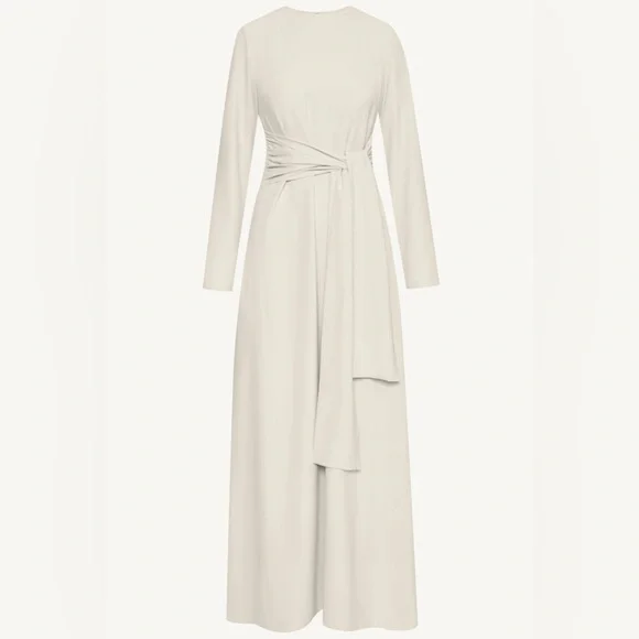 Veiled Collection Isabella Tie Waist Maxi Dress - oat/cream